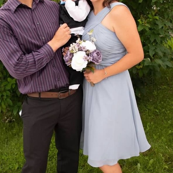 Light purple/grey Azazie dress - Picture 4 of 5